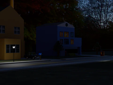 Three House Street 3D Model