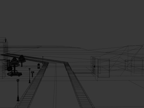 Three House Street Model 3D