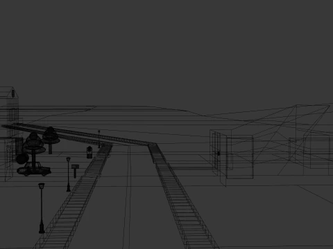 Three House Street 3D Model