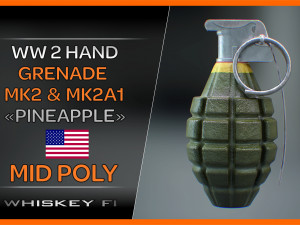 mk2 and mk2a1 pineapple grenade newly made ww2 pack - mid poly 3D Model
