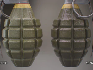 mk2 and mk2a1 pineapple grenade newly made ww2 pack - mid poly 3D Model