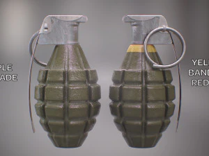 mk2 and mk2a1 pineapple grenade newly made ww2 pack - mid poly 3D Model