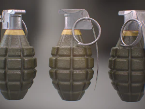 mk2 and mk2a1 pineapple grenade newly made ww2 pack - mid poly 3D Model