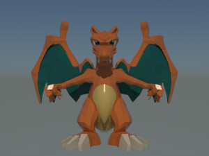 Charizard XY and Rock 3D model rigged