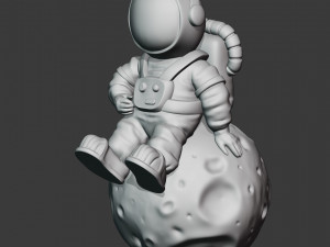 astronaut sitting on the moon printable model 3D Print Model