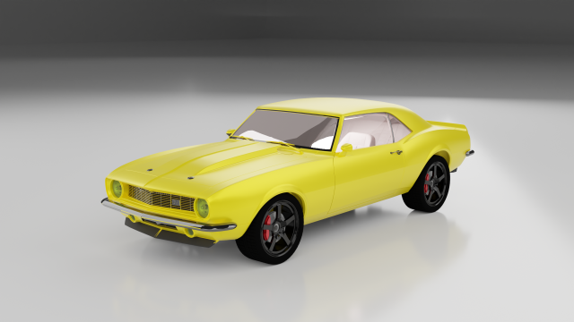 Of chevrolet camaro in yellow 3D Model .c4d .max .obj .3ds .fbx .stl .blend 