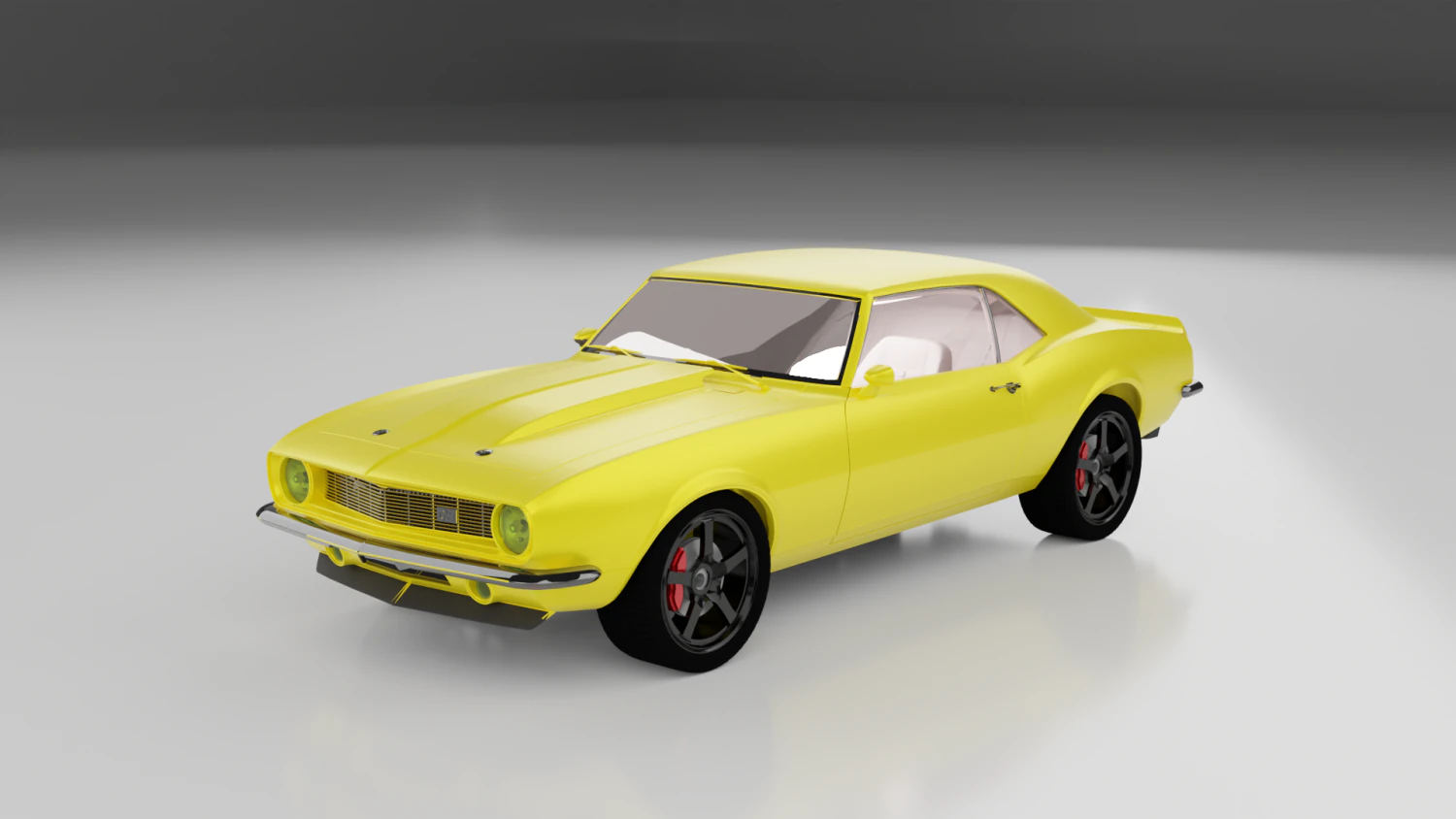 Of chevrolet camaro in yellow 3D Model .c4d .max .obj .3ds .fbx .stl .blend 