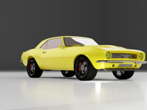 Of chevrolet camaro in yellow 3D Model