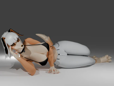 여자 모피 개 3D 모델