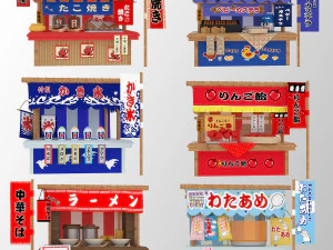 venditori 3d del mercato notturno giapponese Modello 3D