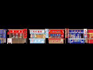 japan night market 3d venders 3D Model