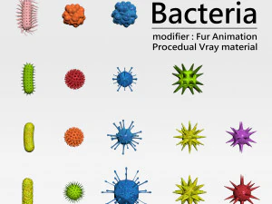 set di virus batterici Modello 3D