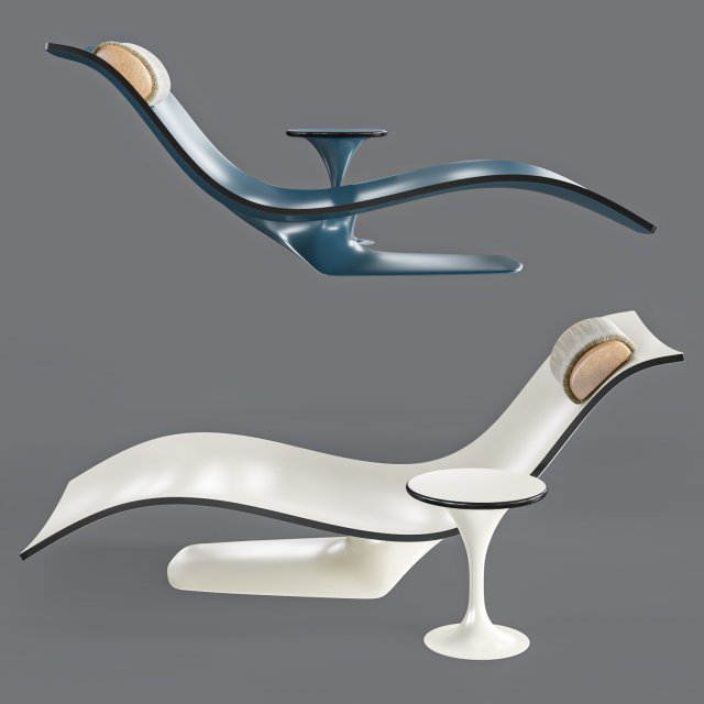 water pool lounge chair and table 3D Model .c4d .max .obj .3ds .fbx .stl .blend