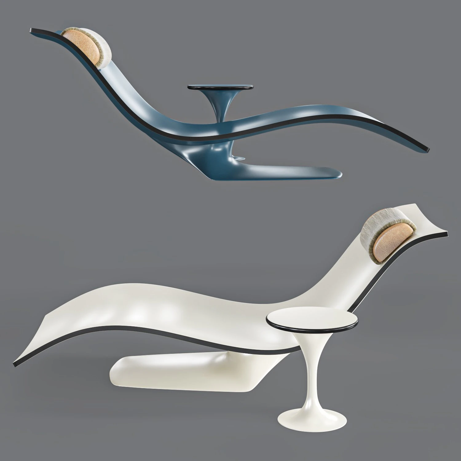 water pool lounge chair and table 3D Model .c4d .max .obj .3ds .fbx .stl .blend