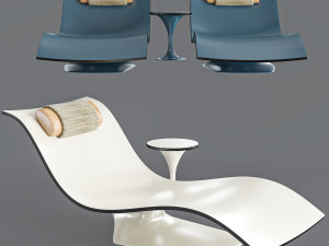 water pool lounge chair and table 3D Model