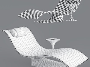water pool lounge chair and table 3D Model