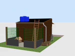 Hovel hut wood house Cabana base model 3D Model