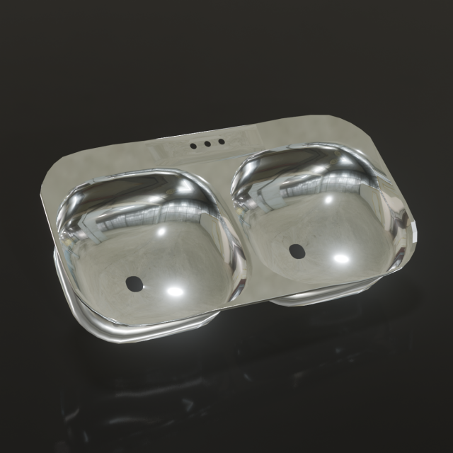 double stainless sink Model 3D .c4d .max .obj .3ds .fbx .stl .blend 