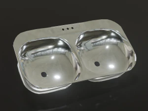 pia dupla de inox Modelo 3D