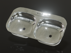 double stainless sink Model 3D