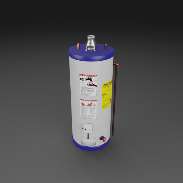 hot water tank gas 3D Model .c4d .max .obj .3ds .fbx .stl .blend 