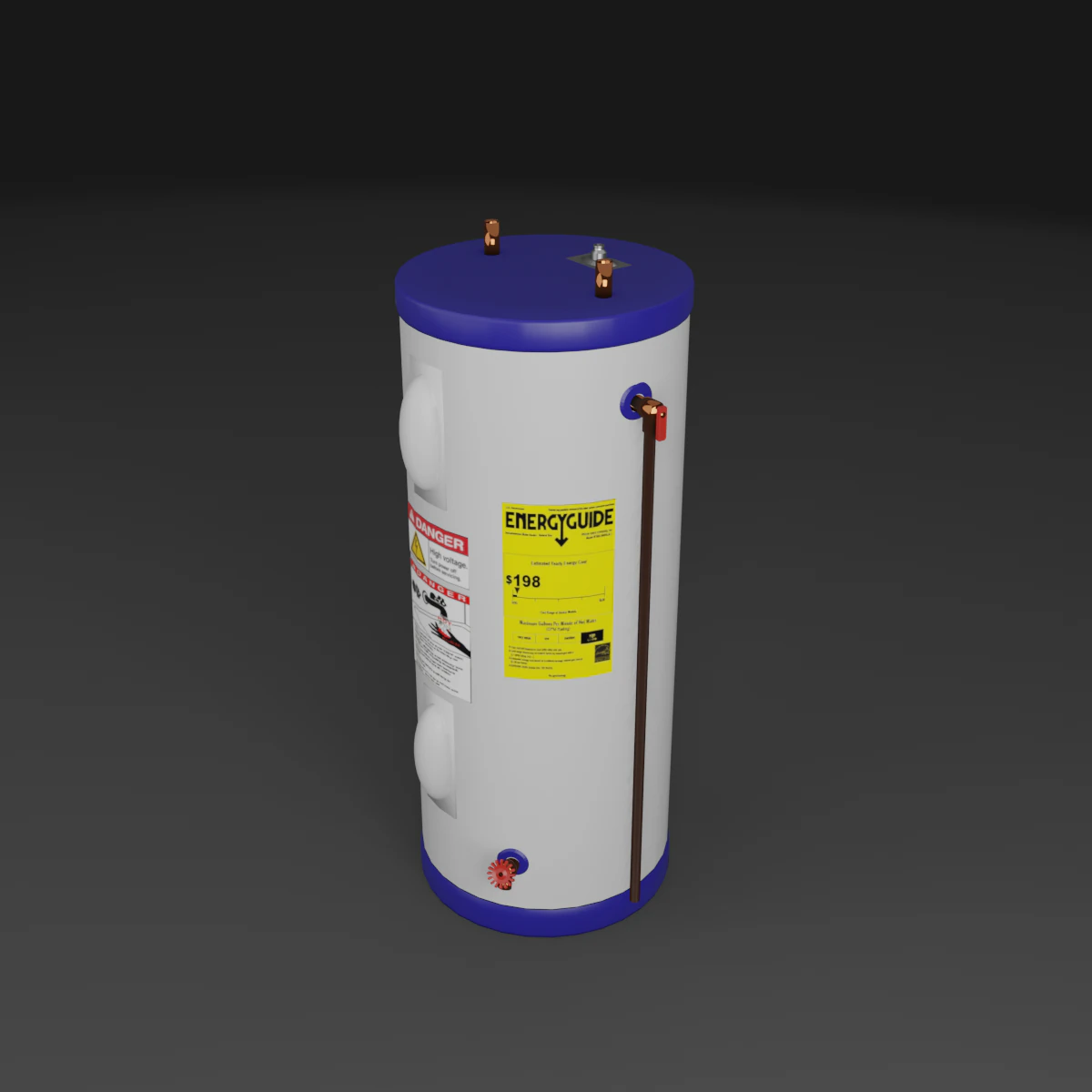 hot water tank electric 3D Model .c4d .max .obj .3ds .fbx .stl .blend 