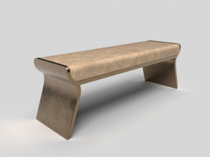 dandy day bench in cream leather and bronze 3Dモデル