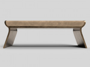 dandy day bench in cream leather and bronze 3Dモデル