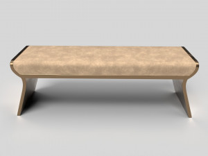 dandy day bench in cream leather and bronze 3Dモデル