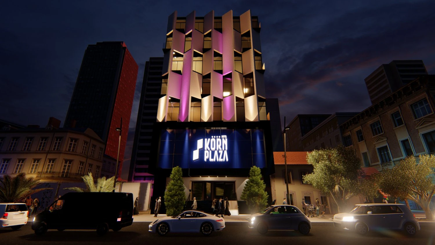 modern hotel front 3D Model .c4d .max .obj .3ds .fbx .stl .blend 