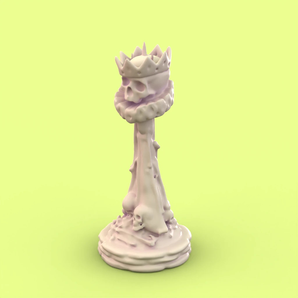 Skull chess - queen 3D Print Model .c4d .max .obj .3ds .fbx .stl .blend 
