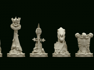 skull chess - complete set 6 pieces 3D Print Model