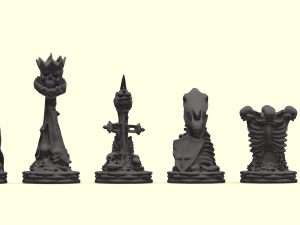 skull chess - complete set 6 pieces 3D Print Model