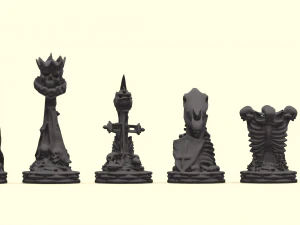 skull chess - complete set 6 pieces 3D Print Model
