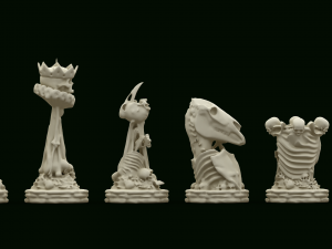 skull chess - complete set 6 pieces 3D Print Model
