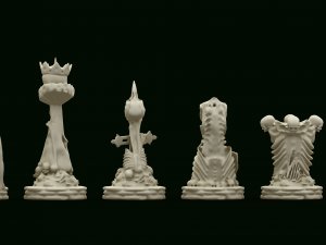 skull chess - complete set 6 pieces 3D Print Model