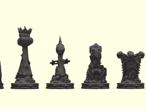 skull chess - complete set 6 pieces 3D Print Model