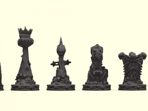 skull chess - complete set 6 pieces 3D Print Model