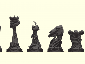 skull chess - complete set 6 pieces 3D Print Model