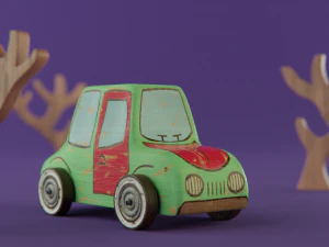 Wooden Toy Car 3D Model