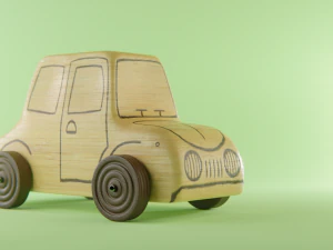 Wooden Toy Car 3D Model