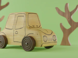 Wooden Toy Car 3D Model