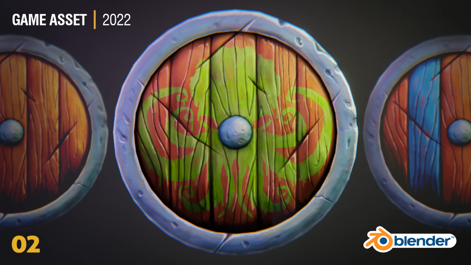 Stylizowana średniowieczna tarcza Model 3D .c4d .max .obj .3ds .fbx .stl .blend 