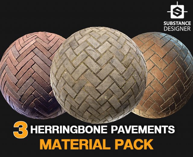 herringbone pavements - material pack CG टेक्स्चर्स .c4d .max .obj .3ds .fbx .stl .blend