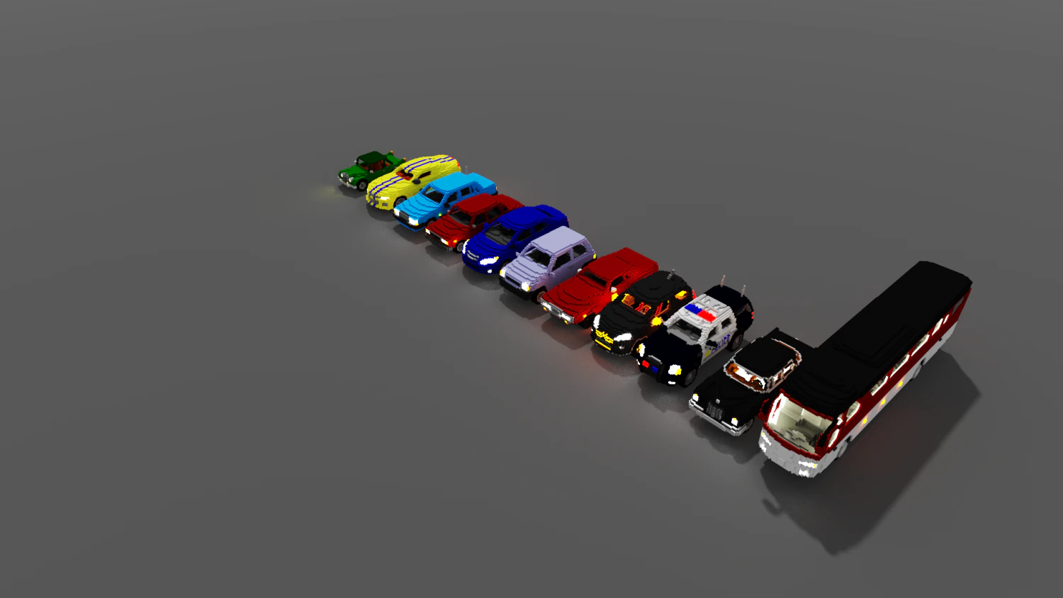 voxel cars pack-1 3D Model .c4d .max .obj .3ds .fbx .stl .blend 