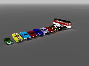 voxel cars pack-1 3D Model