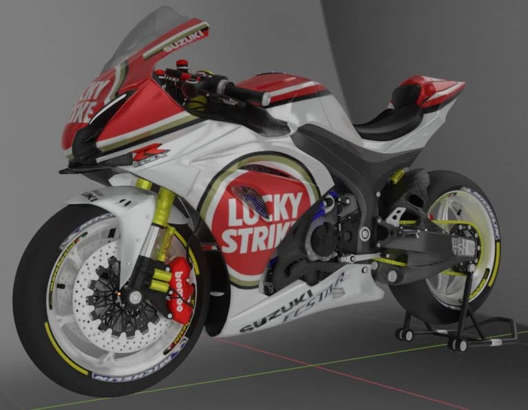 suzuki gsx-r 1000 lucky strike livery 3D Model .c4d .max .obj .3ds .fbx .stl .blend 