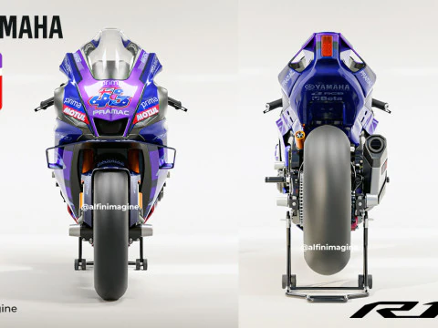 Yamaha R1-M with special livery of Prima Pramac Yamaha Racing Team 3D Model