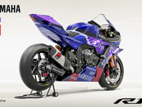 Yamaha R1-M with special livery of Prima Pramac Yamaha Racing Team 3D Model