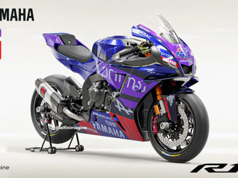 Yamaha R1-M with special livery of Prima Pramac Yamaha Racing Team 3D Model